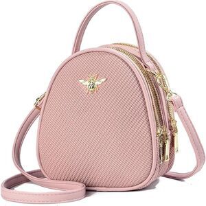 Women Pink Gold Imported Faux Leather Stylish Small Crossbody Messenger Bags